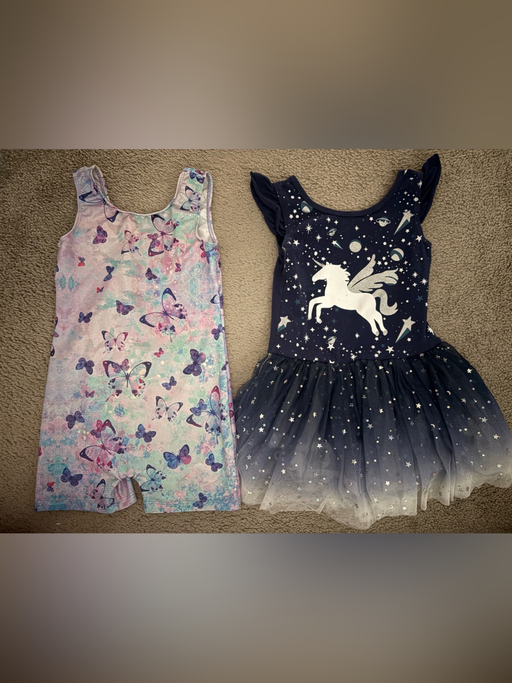 Girls' Butterfly & Unicorn Tank Tops - Set of 2, Purple/Multi & Navy
